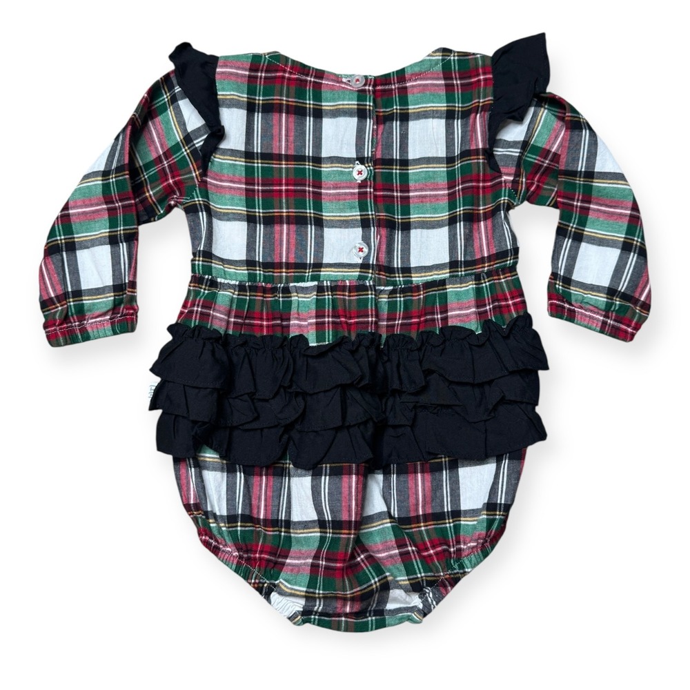 Ruffle Butts Plaid Ruffle One Piece Romper Christmas Holiday Baby Girl 12-18m